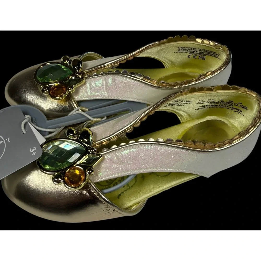 Disney Tiana Princess & the Frog Costume Shoes Dress Up Girls Gem Sparkle 11/12